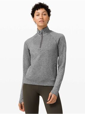 Lululemon Engineered Warmth Half Zip - Graphite Grey / White
